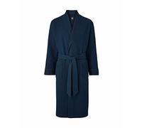THE SAVILE ROW COMPANY LONDON Men's Lightweight Soft Cotton Waffle Kimono Bathrobe Dressing Gown - Navy - Small