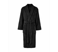 THE SAVILE ROW COMPANY LONDON Men's Lightweight Super Soft Warm Fleece Bath Robe Dressing Gown - Black Plain - Large