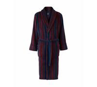THE SAVILE ROW COMPANY LONDON Men's Lightweight Super Soft Warm Fleece Bath Robe Dressing Gown - Navy Multi Stripe - Small