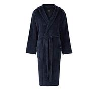 THE SAVILE ROW COMPANY LONDON Men's Lightweight Super Soft Warm Fleece Bath Robe Dressing Gown - Navy With Hood - X-Large