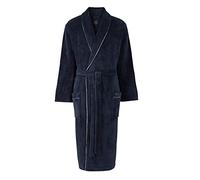 THE SAVILE ROW COMPANY LONDON Men's Lightweight Super Soft Warm Fleece Bath Robe Dressing Gown - Navy with Piping - Large