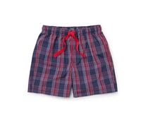 THE SAVILE ROW COMPANY LONDON Men's Luxury 100% Cotton Soft Pyjama Lounge Shorts - Navy Red Window Check - Small