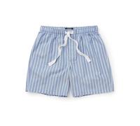 THE SAVILE ROW COMPANY LONDON Men's Luxury 100% Cotton Soft Pyjama Lounge Shorts - Pale Blue Wide Stripe - Small