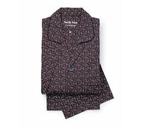 THE SAVILE ROW COMPANY LONDON Men's Luxury 100% Soft Cotton Poplin Pyjamas - Burgundy Paisley - XXL