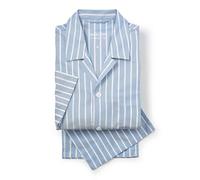 THE SAVILE ROW COMPANY LONDON Men's Luxury 100% Soft Cotton Pyjamas - Pale Blue Wide Stripe - Extra Large