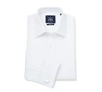 THE SAVILE ROW COMPANY LONDON Men's Personalised Classic Fit Double Cuff Formal Shirt, White, 16.5",Long