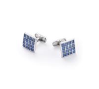 THE SAVILE ROW COMPANY LONDON Men's Rhodium Plated Blue Multi Square Cufflinks