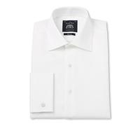 THE SAVILE ROW COMPANY LONDON Men's Slim Fit Marcella Bib Formal White Evening Shirt - Double Cuff - 17.5 Collar - Standard