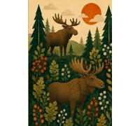 The Scandinavian Moose: A Minimalist Lined Hardcover Journal Inspired by Scandinavian Design, Woodland Wildlife, Folk Art, and Nature