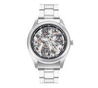 The Schnauzer Dogs with Happy Men's Stainless Steel Quartz Watch | Minimalist Three-Hand Wristwatch for Boyfriend Father Business Gift