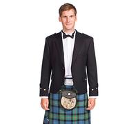 The Scotland Kilt Company Formal Men's Scottish Barathea Wool Black Argyle Kilt Jacket - Tailored, Comfortable Fit, Long Sleeve Coat - 38 Regular