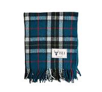 The Scotland Kilt Company Fringe Wool Scottish Tartan Knee Rug - Thomson Blue - Warm Cosy Shawl Picnic Travel Blanket - 36 x 59”