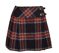 The Scotland Kilt Company Ladies Black Stewart Tartan Scottish Mini Billie Kilt Mod Skirt - Adjustable Buckle, High Waist Flattering Fit - Size 14 UK