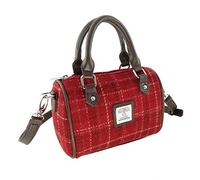 The Scotland Kilt Company Ladies Harris Tweed® Mini Bowling Bag - Kilbride - Deep Red Check - Women's Removable Shoulder Strap Handbag