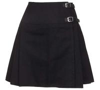 The Scotland Kilt Company Ladies Mini Billie Scottish Kilt & Plus Kilt Pin - Plain Black - Adjustable Buckle, High Waisted, Flattering Fit - Size 16