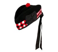 The Scotland Kilt Company Men's 100% Pure Wool Diced Glengarry Military Hat - Black with Red/White/Black Dicing - 60cm / UK 7.1/2