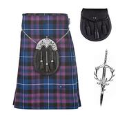 The Scotland Kilt Company Men's 5 Yard 3 Piece Kilt Package with Thistle Kilt Pin and Sporran - Pride of Scotland - 42”