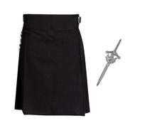 The Scotland Kilt Company Men's Budget 5 Yard Kilt - Plain Black - Casual Party Classic Scottish Outfit - 36”