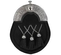 The Scotland Kilt Company Men's Full Dress Sporran in Black with Celtic Cantle - Waist Pack with Chain for Highland Outfit - One Size