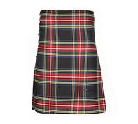 The Scotland Kilt Company Men's Kilt 8 Yard Scottish Tartan Polyviscose Kilt - Black Stewart - Adjustable Buckle Comfortable Fit - 42-44”