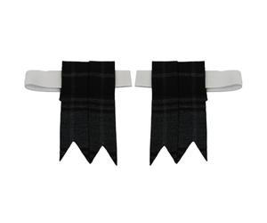 The Scotland Kilt Company Men's Kilt Sock Flashes in Grey Highlander - Polyviscose Wool - Adjustable Scottish Garters with Buckle Adjuster - One Size