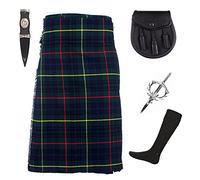 The Scotland Kilt Company Men's Party 5 Yard 5 Piece Kilt Package Sporran, Accessory & Hose - Hunting Stewart Modern - 46”