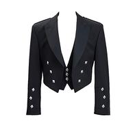 The Scotland Kilt Company Men's Prince Charlie Kilt Jacket and Coatee Vest in Black - Traditional Formal Attire for Events & Weddings - 48 Regular