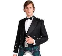 The Scotland Kilt Company Men's Prince Charlie Kilt Jacket and Waistcoat in Black - Traditional Formal Attire for Events & Weddings - 48 Regular