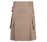 The Scotland Kilt Company Men's Utility Combat Kilt Punk Goth Style with Pockets - Khaki - Casual, Adjustable Strap, High Rise Comfortable Fit - 34”
