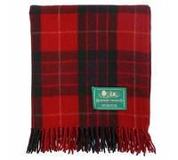 The Scotland Kilt Company Picnic Rug Scottish Tartan Throw in Fraser Red - Warm 100% Wool Travel Blanket with Fringed Edges - 60 x 70”