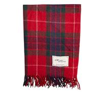 The Scotland Kilt Company Recycled Wool Tartan Lap Blanket in Fraser Red - Fringed Edges, Soft, Machine Washable - One Size 73.5 x 177cm