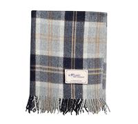 The Scotland Kilt Company Recycled Wool Tartan Lap Blanket in Silver Bannockbane - Fringed Edges, Soft, Machine Washable - One Size 73.5 x 177cm