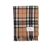 The Scotland Kilt Company Recycled Wool Tartan Lap Blanket in Thomson Camel - Fringed Edges, Soft, Machine Washable - One Size 73.5 x 177cm