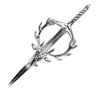 The Scotland Kilt Company Scottish Men's Steel Stag Head Sword Kilt Pin for Kilts with Chrome Finish - Rust Resistant, Secure Clutch Pin