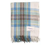 The Scotland Kilt Company Scottish Throw Large Wool Tartan Rug in Muted Blue Stewart - Warm Picnic Travel Blanket - 60 x 70”