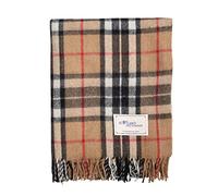 The Scotland Kilt Company Scottish Throw Large Wool Tartan Rug in Thomson Camel - Warm Picnic Travel Blanket - 60 x 70”