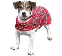 The Scotland Kilt Company Traditional Deluxe Tartan Dog Coat in Royal Stewart - Warm Padded Adjustable Pet Jacket - L