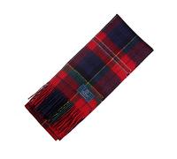 The Scotland Kilt Company Unisex 100% Scottish Wool Scarf Long Neck Shawl with Fringe - MacPherson Clan Modern Tartan - Red - 55 x 12”