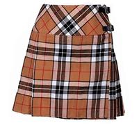 The Scotland Kilt Company Women's Tartan Billie Kilt 16” - Thomson Camel - Plus Kilt Pin, Adjustable Leather Buckle High Rise Skirt - 16/36”