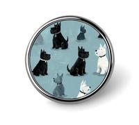 The Scottish Terriers Pattern Unisex Novelty Brooches & Pins | Round Metal Lapel Badge for Clothing Shawl Hat
