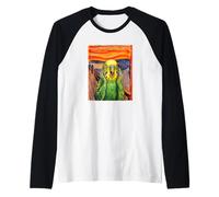 The Scream Art Funny Budgie Meme Raglan Baseball Tee