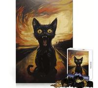 The Scream Black Cat Poster Jigsaw Puzzles for Teenagers 1000 Brain Workout Toy Simple Fun Image Assembly Cherished Gift (50x75cm)