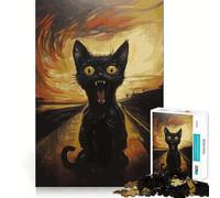 The Scream Black Cat Poster Jigsaw Puzzles for Teenagers 1000 Brain Workout Toy Simple Fun Image Assembly Cherished Gift (50x75cm)