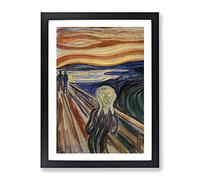 The Scream By Edvard Munch Classic Painting Framed Print | A4 Black Framed Wall Art | Ready to Hang | Classic Historical Picture | Living Room Bedroom Lounge Office