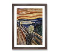 The Scream By Edvard Munch Classic Painting Framed Print | A4 Walnut Framed Wall Art | Ready to Hang | Classic Historical Picture | Living Room Bedroom Lounge Office