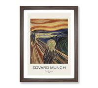 The Scream By Edvard Munch Exhibition Museum Painting Framed Print | A3 Walnut Framed Wall Art | Ready to Hang | Modern Historical Picture | Living Room Bedroom Lounge Office