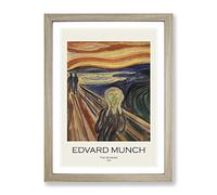 The Scream By Edvard Munch Exhibition Museum Painting Framed Print | A4 Oak Framed Wall Art | Ready to Hang | Modern Historical Picture | Living Room Bedroom Lounge Office