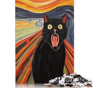 The Scream Cat Puzzle Decompression Toys 100 Percent Recycled Cardboard Jigsaw Puzzle for Adults Teen 1000pcs (26x38cm)