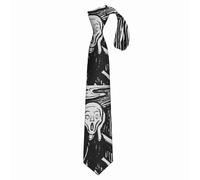 (The Scream Edvard Munch 1893 Original Lithography Black And White Engraving HD HIGH QUALITY ONLINE S) Men's Tie Printed Skinny Tie Fashion Cool Necktie for Men, Casual Gentleman Novelry Funny Suit Ne