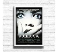 The Scream, Horror Movie Print, Scary Thriller Film Poster, A4 and A3 Size Frame Options Available,Great Home, Pub, Café, Bar Wall Art Print, House gift for horror lovers (A3 Framed (White))